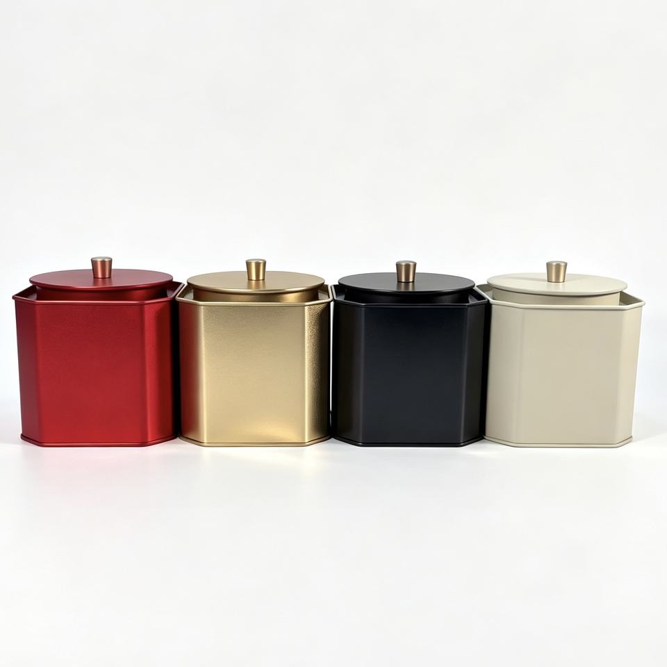 Octagonal Metal Tin Canister 9 Stock Colors Custom Logo Tinplate Tea ...
