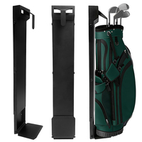 JH-Mech Verstärktes, vertikal verschiebbares, einfach zu installierendes, wandmontiertes Golftaschen-Aufbewahrungsregal aus schwarzem Kohlenstoffstahl