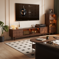 Meuble TV en bois massif de style français moderne et minimaliste, design rétro mi-siècle, unité de rangement pour petites maisons DSG066