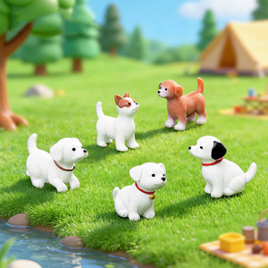 Mini figurines de chiens en résine mignonnes pour la décoration de jardins féériques, micro-paysages et maisons de poupées - Product Image 1