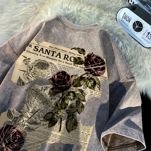 T-shirt personnalisé avec logo imprimé numériquement, effet délavé, en coton épais, coupe oversize, style vintage pour homme - Product Image 2