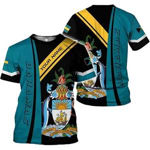 T-shirt pour homme en gros, style drapeau des Bahamas, rayures diagonales et couleurs superposées, dernière collection 2026, Jour de l'indépendance des Bahamas - Product Image 2