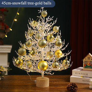 Arbre <span class=keywords><strong>de</strong></span> <span class=keywords><strong>Noël</strong></span> artificiel <span class=keywords><strong>de</strong></span> luxe <span class=keywords><strong>de</strong></span> haute qualité 45 cm 60 cm Base <span class=keywords><strong>en</strong></span> <span class=keywords><strong>bois</strong></span> Lumières LED blanc chaud Décoration <span class=keywords><strong>de</strong></span> bureau <span class=keywords><strong>Boule</strong></span> <span class=keywords><strong>de</strong></span> couleur - Product Image 6