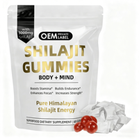 Gummies personnalisées au Shilajit Or 3000mg pour la santé sexuelle masculine, formule 4-en-1 avec miel aux champignons et acide fulvique de l'Himalaya pour l'amélioration des performances