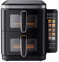Friteuse à air numérique à double tiroir empilable en acier inoxydable de haute qualité, grande capacité 11L, 2800W