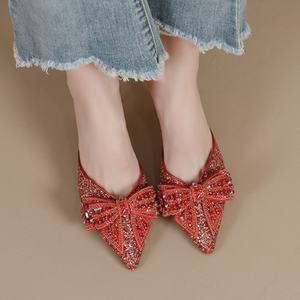 <span class=keywords><strong>Mules</strong></span> à Talons Hauts pour Femmes, Nœud Papillon, Strass Pointus en Cristal, Chaussures Rehaussantes Printemps-Été et Automne - Product Image 4