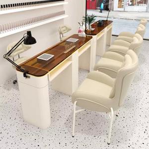 JINCHENG Table de manucure en fer simple, ensemble de table en verre brun, table de manucure adaptée aux esthéticiennes - Product Image 3