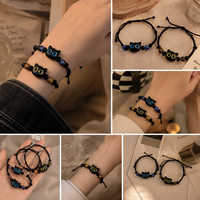 Bracelet en fil de soie avec petit chat noir mignon fait main Novito pour unisexe, mode, anniversaire