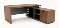 Bureau de direction en L contemporain en bois écologique, finition noyer, gris foncé, pour bureau commercial – Vente en gros