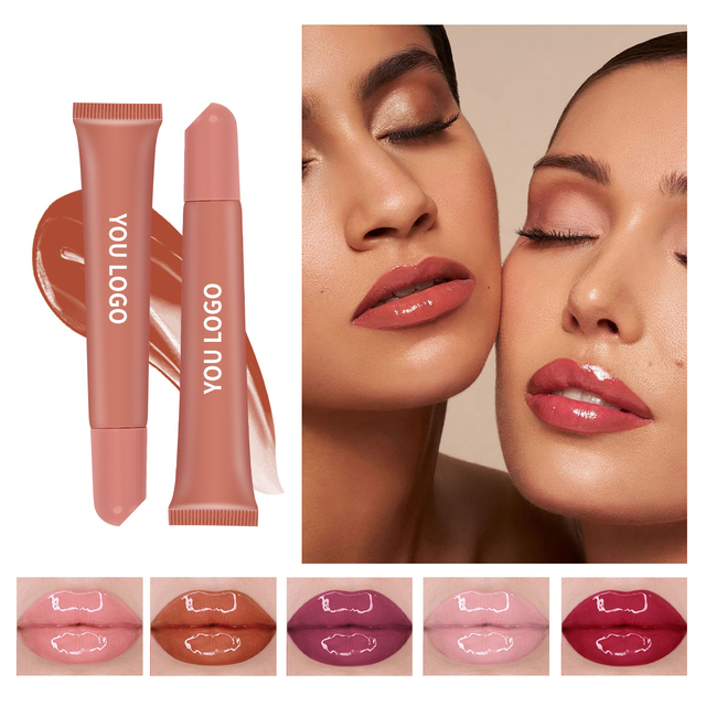 Private Label Tinted Glossy Lip Glaze Wholesale Lipgloss Tubes 10ml Bulk Vegan Plumping Polypeptide Moisturizing Lip Gloss