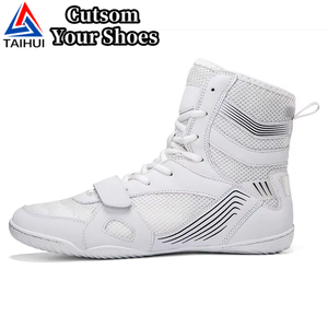 Chaussures de boxe professionnelles en cuir véritable à tige haute pour hommes et femmes - Lutte Muay Thai Sanda Entraînement Bottes longues - Product Image 1