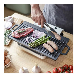 Nhà Máy Trực Tiếp Nấu Ăn Ngoài Trời Hình Chữ Nhật Đúc Sắt Vỉ Nướng Nướng <span class=keywords><strong>Pan</strong></span> - Product Image 5