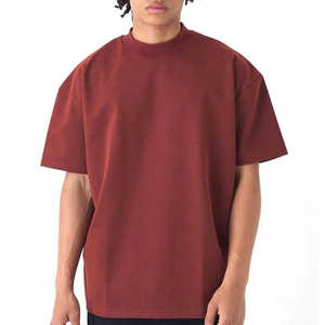 T-shirt pour homme à manches courtes, col roulé, coupe classique, couleur unie, tricoté, 100% coton, respirant, écologique, en solde - Product Image 1