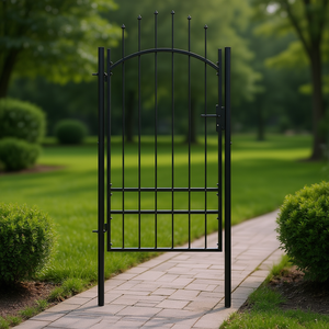 Portail de jardin en acier noir 39,4x98,4 pouces, élégant, pour clôture extérieure, porte battante, durable, revêtement poudré, installation facile - Product Image 2