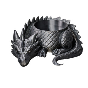 3D Printed Dragon Shaped Flower Pot Round Indoor Desktop Planter For Succulents Cacti Storage Tray - Product Image 4