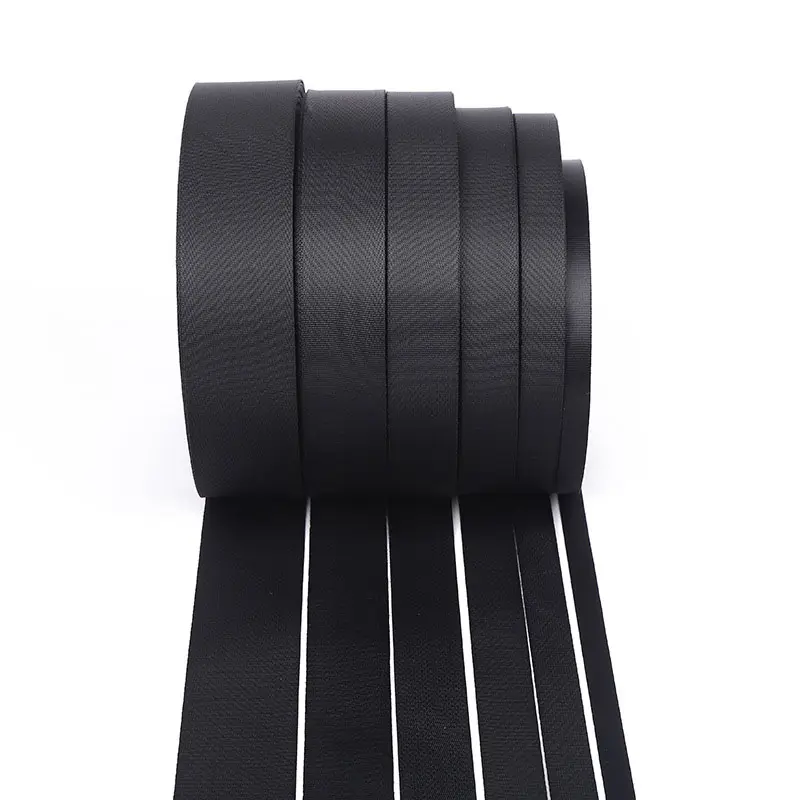 Nhà Máy Bán Buôn Giá Rẻ Giá Chất Lượng Cao Nylon Vải Cuộn Phẳng Màu Đen 10 Mm 38 Mm 50 Mm Rộng Nylon Vải