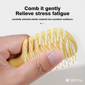 แปรงนวดผมสำหรับเด็กทรงโค้งทำจากพลาสติกสำหรับเด็กมีโลโก้ขนาดมินิ - Product Image 3