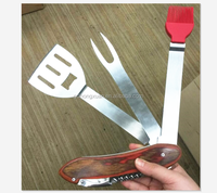 Ensemble d'outils de barbecue 5 en 1 en acier inoxydable, ensemble d'outils de grillade
