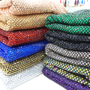 Sh008 Bán Buôn Vàng Pha Lê Đàn Hồi Lưới Lưới Vải Dát Vuông Thạch Cho May Quần Áo - Product Image 5