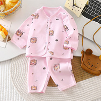 YouyuanBao Pakaian Bayi Baru Lahir Katun Murni Perlengkapan Awal Musim Semi Gugur Panas Satu Bulan Set Dua Potong Unisex