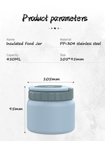 Conteneur alimentaire isotherme en acier inoxydable à double paroi Shangjie 450 ml, thermos de grande capacité pour la conservation de la soupe
