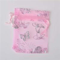 Sacs en organza papillon pour emballage de bijoux de Noël avec cordon de serrage, pochettes pour emballage de bijoux, 11x16cm