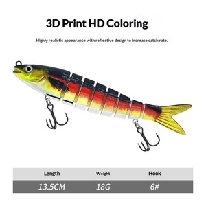 เหยื่อปลอม SWORDFISH JM024 ขนาด 13.6 ซม. น้ำหนัก 18.7 กรัม ทำจากพ<span class=keywords><strong>ล</strong></span>าสติกแข็งเหมือนจริง รูปทรง<span class=keywords><strong>ปลา</strong></span>คาร์พ 8 ท่อน แบบห<span class=keywords><strong>ล</strong></span>ายข้อต่อ สำหรับตก<span class=keywords><strong>ปลา</strong></span>ในน้ำก<span class=keywords><strong>ล</strong></span>าง - Product Image 4