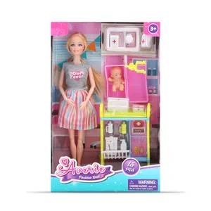 2024年工場卸売売れ筋11.5インチプラスチック出産テーマ人形おもちゃセットドレスアップゲーム人形