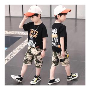 Conjunto de Ropa de Verano para Niños de 2 Piezas, Camiseta y Pantalones Cortos Deportivos para Niños de 5 a 9 <span class=keywords><strong>Años</strong></span>, Informal, de Algodón, de Manga Corta, Elegante, de 3 a 8 <span class=keywords><strong>Años</strong></span> - Product Image 1