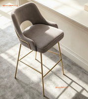 Tabouret de bar moderne en acier inoxydable doré avec dossier, style industriel, en velours, pour comptoir – Meilleure vente