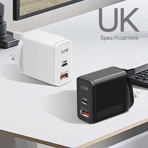 Cargador PD Tipo C de 50W, Adaptador USB C de Carga Rápida de 2 Puertos para Xiaomi <span class=keywords><strong>13</strong></span>, <span class=keywords><strong>Galaxy</strong></span> <span class=keywords><strong>S22</strong></span>, iPhone 14, 15, Huawei, Compatible con PD 3.0 - Product Image 4