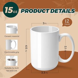 White Sublimation Classic Ceramic Coffee <b>Mug</b> 15 oz Blank Porcelain Dishwasher Safe Eco-Friendly Home Gift <b>Box</b> Custom Logo - Product Image 2