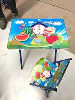Table d'étude moderne pour enfants de maternelle (garçons/filles) – Bureau pliable pour devoirs avec chaise intégrée