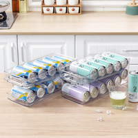 Organisateur de réfrigérateur pour bières et colas, transparent, double niveau, en PET, pliable, extensible, boîte de rangement pour boissons, pour la maison