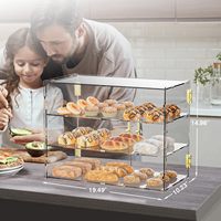 Vitrine de pâtisserie pour comptoir commercial, grande boîte de rangement en acrylique à 3 niveaux pour boulangerie avec porte d'entrée pour dessert