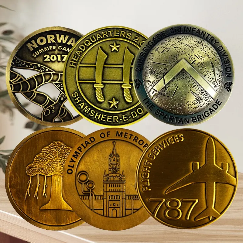 Metal Challenge Coins Free Design Zinc Alloy Metal Antique Brass 3D Coin Collection Gold and Silver Coins