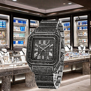 Men Square Dial Analog Quartz <b>Watch</b> Stainless Steel Alloy <b>Case</b> Rhinestone 20mm Band Water Resistant Business Party - Product Image 5