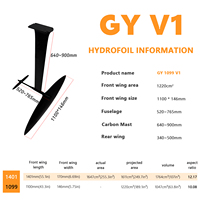 Kit hydrofoil en carbone Wave Ready GY1099 V1 pour les riders de surf foil recherchant des virages fluides et une réponse rapide Wing Foil AXIS