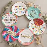 Assiettes en papier géométriques pastel élégantes avec estampage doré – Vaisselle de luxe moderne pour événements et décorations de table d'anniversaire