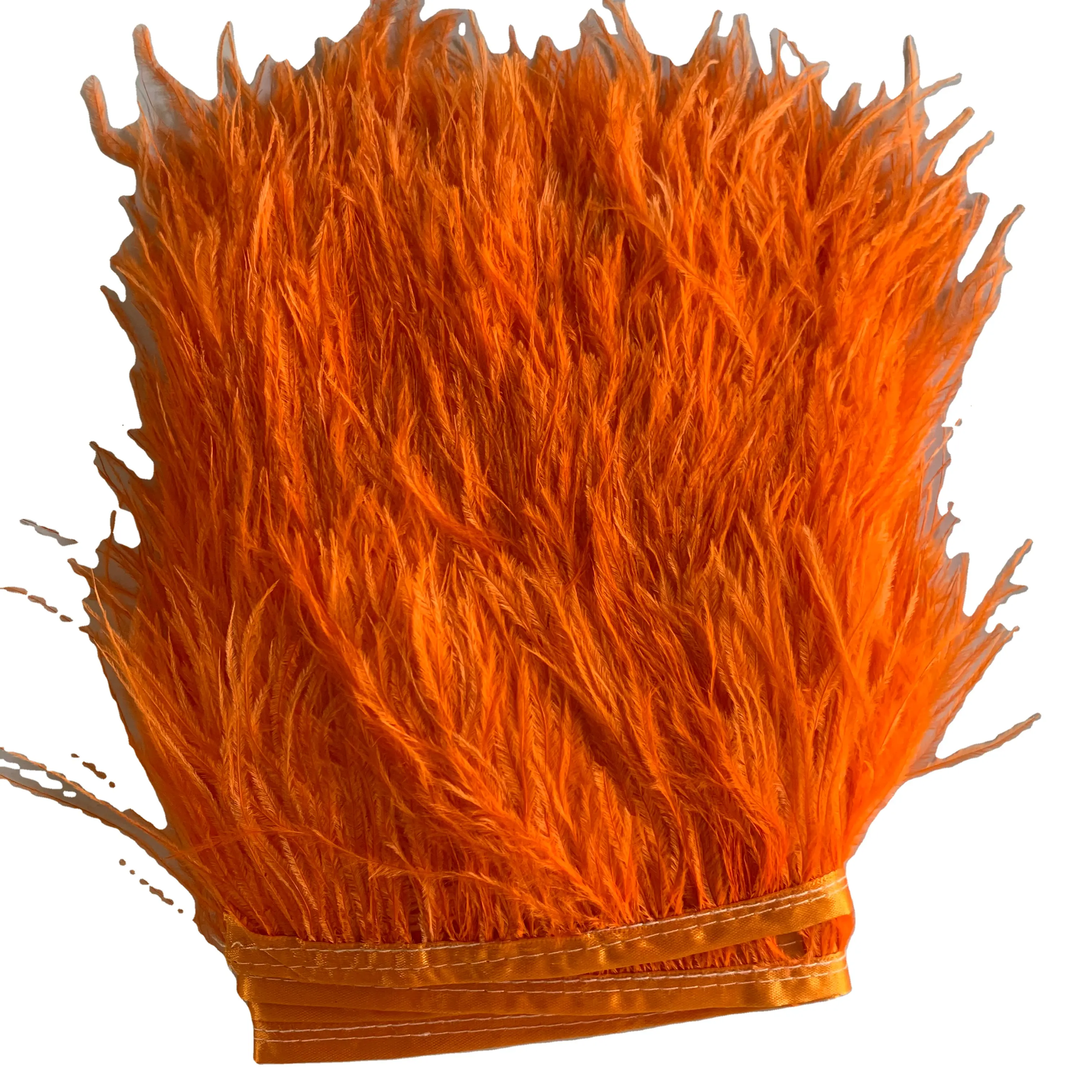 Factory Wholesale Custom Colors cheaper 1ply 7-13cm Ostrich Feather Trim Fringe dye orange color for party
