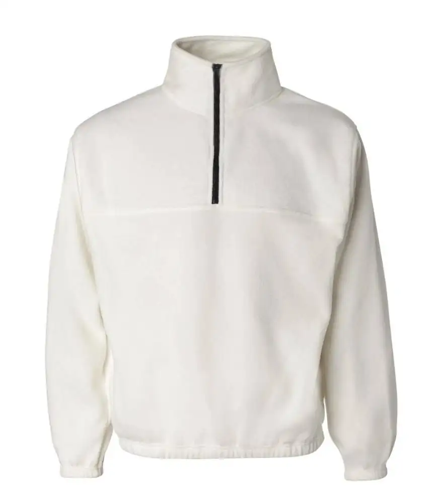 Men Fleece Quarter-Zip Pullover High Collar 1/2 Half Zip White Black Gray Top Hoodies Sweatshirt With Tighten Hem And Cuffs