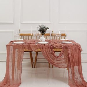 Brick <strong>Red</strong> <strong>Table</strong> <strong>Runner</strong> 10Ft Rustic Gauze <strong>Table</strong> <strong>Runner</strong> 120 Inches Boho Tablecloth for Wedding Bridal - Product Image 3