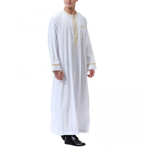 Abbigliamento Musulmano da Uomo OEM ODM, Caftano in Lino e Cotone Resistente, Vestito Lungo Etnico di Dubai - Product Image 5
