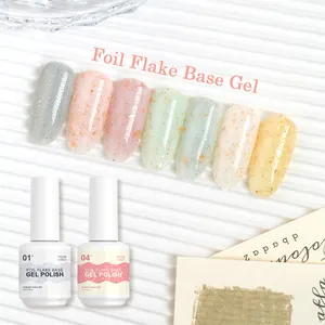 Caixuan Soak Off Gel Nail Polish 15ml Foil Flake Base Gel for Nail Art