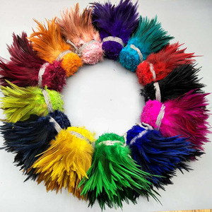 Plume de poulet à pointe rouge de 5-6 pouces, accessoires faits main DIY, décoration pour pince à cheveux, matériau pour bâton de chatouilleur, modèle HJM - Product Image 1