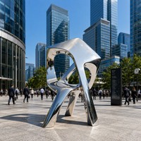 Escultura Geométrica Contemporánea de Acero Inoxidable Pulido de Lujo, Música y Amor, para Espacios Públicos Corporativos, Día Nacional