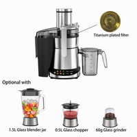 Extracteur de jus centrifuge électrique HGM 4-en-1, mixeur multifonction puissant 1000W en acier inoxydable pour cuisine domestique