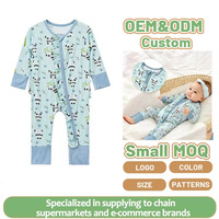 Combinaison à manches longues en bambou de haute qualité, conçue sur mesure, avec double fermeture éclair, pyjama pour tout-petits et bébés, mignon, décontracté, animal