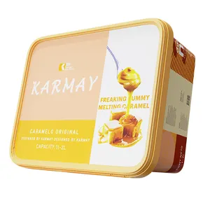 Kotak Sekali Pakai Kustom 2000Ml Kemasan Iml Kuning Wadah Plastik Es Krim untuk Makanan