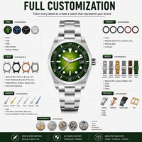 Montre mécanique automatique en acier inoxydable 316L avec cadran dégradé super lumineux, OEM ODM personnalisée, 20 ATM 660 pieds, montre de plongée à visser